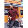 imageCOOFANDY Quilted Sweatshirts for Men Quarter Button Pullover Sweatshirt Stand Collar Outdoor Polo with PocketsRed