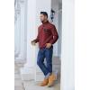 imageCOOFANDY Quilted Sweatshirts for Men Quarter Button Pullover Sweatshirt Stand Collar Outdoor Polo with PocketsRed