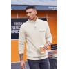 imageCOOFANDY Quilted Sweatshirts for Men Quarter Button Pullover Sweatshirt Stand Collar Outdoor Polo with PocketsWhite