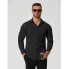 imageCOOFANDY Stretch Mens Dress Shirts Wrinkle Free Long Sleeve Dress Shirt Muscle Fit Button Down ShirtBlack