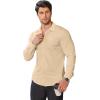 imageCOOFANDY Stretch Mens Dress Shirts Wrinkle Free Long Sleeve Dress Shirt Muscle Fit Button Down ShirtLight Khaki