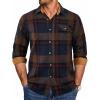 imageCOOFANDY Mens Flannel Shirts Long Sleeve Button Down Shirt Casual Shirts Work Shirts for MenNavy and Brown
