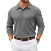 imageCOOFANDY Mens Polo Sweatshirts 2025 Long Sleeve Casual Golf Shirts Light Weight Moisture Wicking Pullover ShirtsDark Grey