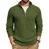 imageCOOFANDY Mens Quarter Zip Pullover Dress Slim Fit Sweater Mock Neck Sweaters Casual Long Sleeve PulloversArmy Green