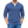 imageCOOFANDY Mens Quarter Zip Pullover Slim Fit Dress Sweaters Lightweight Mock Neck Knit SweaterDenim Blue
