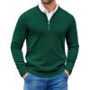 imageCOOFANDY Mens Quarter Zip Pullover Slim Fit Dress Sweaters Lightweight Mock Neck Knit SweaterGreen