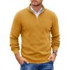 imageCOOFANDY Mens Quarter Zip Pullover Slim Fit Lightweight Sweater Casual Mock Neck Knit Polo SweaterYellow