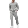 imageCOOFANDY Mens Sweatsuits 2 Piece Set Quarter Zip Pullover with Wide Leg Sweatpants Matching TracksuitLight Grey