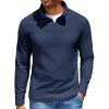 imageCOOFANDY Quarter Zip Pullover Men Long Sleeve Sweatshirts for Men Fleece Sweater FallNavy Blue