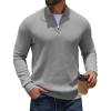 imageCOOFANDY Quarter Zip Pullover Men Slim Fit Stretchy Ribbed 14 Zip Sweaters Business Casual SweaterGrey