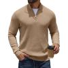 imageCOOFANDY Quarter Zip Pullover Men Slim Fit Stretchy Ribbed 14 Zip Sweaters Business Casual SweaterKhaki