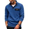 imageCOOFANDY Quilted Sweatshirts for Men Quarter Button Pullover Sweatshirt Stand Collar Outdoor Polo with PocketsEstate Blue