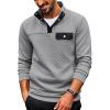 imageCOOFANDY Quilted Sweatshirts for Men Quarter Button Pullover Sweatshirt Stand Collar Outdoor Polo with PocketsLight Grey