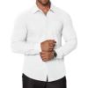 imageCOOFANDY Stretch Mens Dress Shirts Wrinkle Free Long Sleeve Dress Shirt Muscle Fit Button Down ShirtWhite