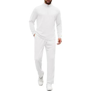 imageCOOFANDY Mens Tracksuits 2 Piece Casual Athletic Sweatsuit Quarter Zip Pullover Long Sleeve Running Sport OutfitsWhite