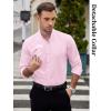 imageCOOFANDY Mens 2in1 Dress Shirts Detachable Collar Long Sleeve Wrinkle Free Shirt Business Casual Button Down ShirtPink