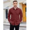 imageCOOFANDY Mens 2in1 Dress Shirts Detachable Collar Long Sleeve Wrinkle Free Shirt Business Casual Button Down ShirtWine Red
