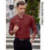 imageCOOFANDY Mens 2in1 Dress Shirts Detachable Collar Long Sleeve Wrinkle Free Shirt Business Casual Button Down ShirtWine Red