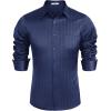 imageCOOFANDY Mens Luxury Satin Dress Shirt Shiny Silk Long Sleeve Button Up Shirts Wedding Shirt Party PromNavy Blue