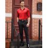 imageCOOFANDY Mens Luxury Satin Dress Shirt Shiny Silk Long Sleeve Button Up Shirts Wedding Shirt Party PromRed