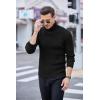 imageCOOFANDY Mens Slim Fit Turtleneck Sweater Ribbed Knitted High Neck Pullover SweatersBlack