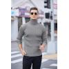 imageCOOFANDY Mens Slim Fit Turtleneck Sweater Ribbed Knitted High Neck Pullover SweatersGray