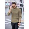 imageCOOFANDY Mens Slim Fit Turtleneck Sweater Ribbed Knitted High Neck Pullover SweatersKhaki