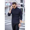 imageCOOFANDY Mens Slim Fit Turtleneck Sweater Ribbed Knitted High Neck Pullover SweatersNavy Blue