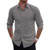 imageCOOFANDY Mens 2in1 Dress Shirts Detachable Collar Long Sleeve Wrinkle Free Shirt Business Casual Button Down ShirtDark Grey