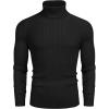 imageCOOFANDY Mens Slim Fit Turtleneck Sweater Ribbed Knitted High Neck Pullover SweatersBlack