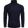 imageCOOFANDY Mens Slim Fit Turtleneck Sweater Ribbed Knitted High Neck Pullover SweatersNavy Blue
