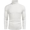 imageCOOFANDY Mens Slim Fit Turtleneck Sweater Ribbed Knitted High Neck Pullover SweatersWhite