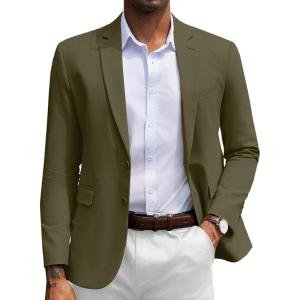 imageCOOFANDY Mens Herringbone Blazer Slim Fit Cotton Sport Coats Two Buttons Casual Suit JacketDark Green