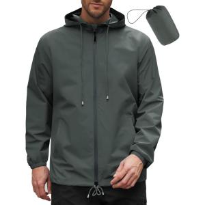 imageCOOFANDY Rain Jacket Men Packable Waterproof Raincoat with Hood Lightweight Windbreaker for Hiking Cycling GolfDark Gray