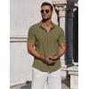 imageCOOFANDY Mens Button Down Shirts Short Sleeve Casual Summer Beach Shirts for Men Vacation Wedding Linen ShirtArmy Green