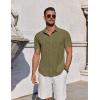 imageCOOFANDY Mens Button Down Shirts Short Sleeve Casual Summer Beach Shirts for Men Vacation Wedding Linen ShirtArmy Green