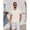 imageCOOFANDY Mens Button Down Shirts Short Sleeve Casual Summer Beach Shirts for Men Vacation Wedding Linen ShirtBeige