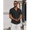 imageCOOFANDY Mens Button Down Shirts Short Sleeve Casual Summer Beach Shirts for Men Vacation Wedding Linen ShirtBlack