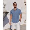 imageCOOFANDY Mens Button Down Shirts Short Sleeve Casual Summer Beach Shirts for Men Vacation Wedding Linen ShirtBlue