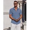 imageCOOFANDY Mens Button Down Shirts Short Sleeve Casual Summer Beach Shirts for Men Vacation Wedding Linen ShirtBlue