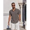 imageCOOFANDY Mens Button Down Shirts Short Sleeve Casual Summer Beach Shirts for Men Vacation Wedding Linen ShirtBrown