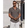 imageCOOFANDY Mens Button Down Shirts Short Sleeve Casual Summer Beach Shirts for Men Vacation Wedding Linen ShirtBrown