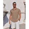 imageCOOFANDY Mens Button Down Shirts Short Sleeve Casual Summer Beach Shirts for Men Vacation Wedding Linen ShirtCamel