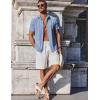 imageCOOFANDY Mens Button Down Shirts Short Sleeve Casual Summer Beach Shirts for Men Vacation Wedding Linen ShirtClear Blue