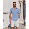 imageCOOFANDY Mens Button Down Shirts Short Sleeve Casual Summer Beach Shirts for Men Vacation Wedding Linen ShirtClear Blue