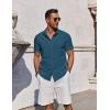 imageCOOFANDY Mens Button Down Shirts Short Sleeve Casual Summer Beach Shirts for Men Vacation Wedding Linen ShirtDark Blue