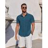 imageCOOFANDY Mens Button Down Shirts Short Sleeve Casual Summer Beach Shirts for Men Vacation Wedding Linen ShirtDark Blue