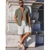 imageCOOFANDY Mens Button Down Shirts Short Sleeve Casual Summer Beach Shirts for Men Vacation Wedding Linen ShirtDeep Green