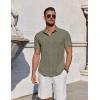 imageCOOFANDY Mens Button Down Shirts Short Sleeve Casual Summer Beach Shirts for Men Vacation Wedding Linen ShirtDeep Green