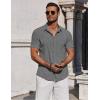 imageCOOFANDY Mens Button Down Shirts Short Sleeve Casual Summer Beach Shirts for Men Vacation Wedding Linen ShirtGrey